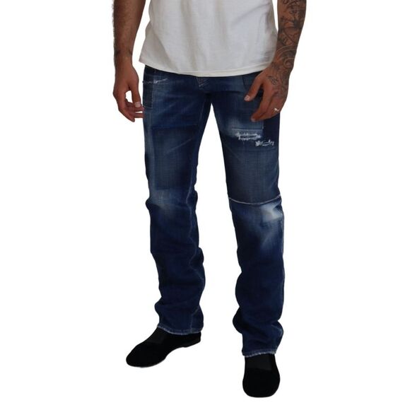 Dsquared² Blue Washed Patchwork Straight Fit Denim Men's Jeans (Pre-Owned) - Picture 4 of 4